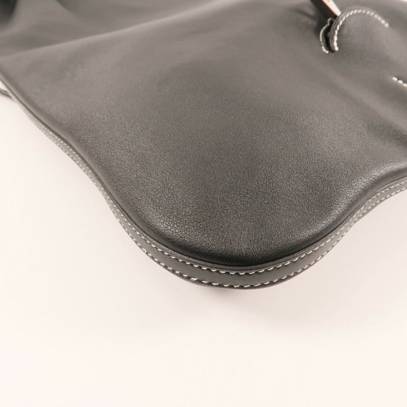 HERMES Evercolor皮革Bridado Backpack銀扣背包Noir-8