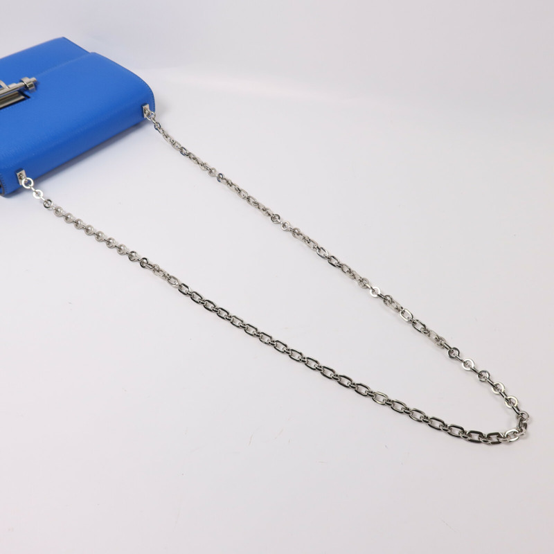 HERMES Chevre皮革Verrou Mini銀扣鏈帶肩背袋Blue Hydra-8