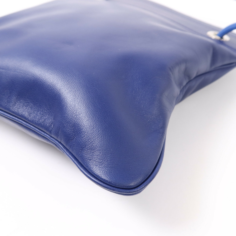 HERMES Swift皮革Aline銀扣肩背Bleu Electrique-12