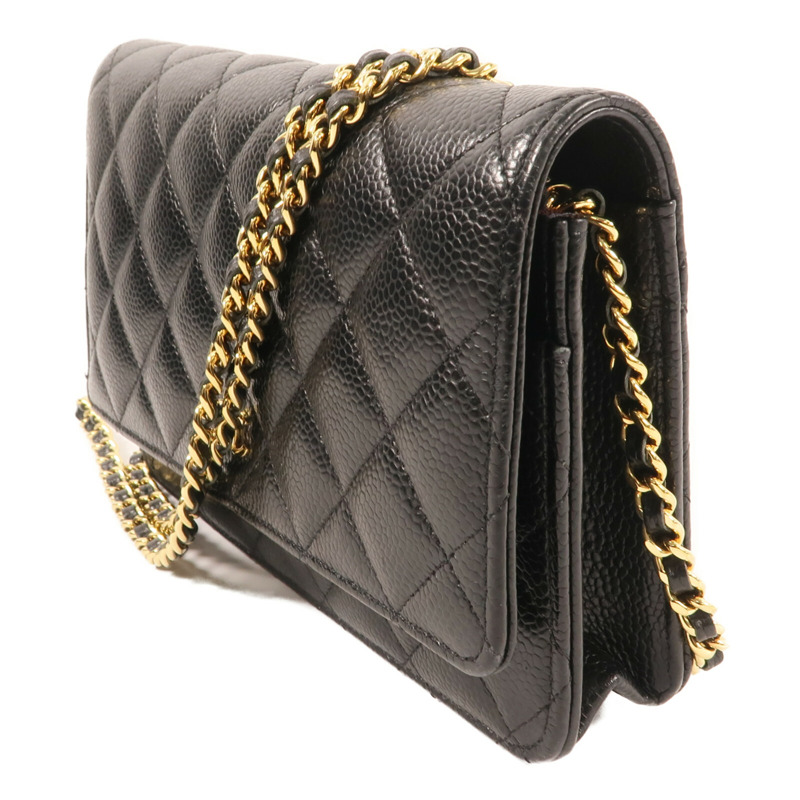 CHANEL 牛皮皮革Wallet On Chain金扣鏈帶肩背袋-2