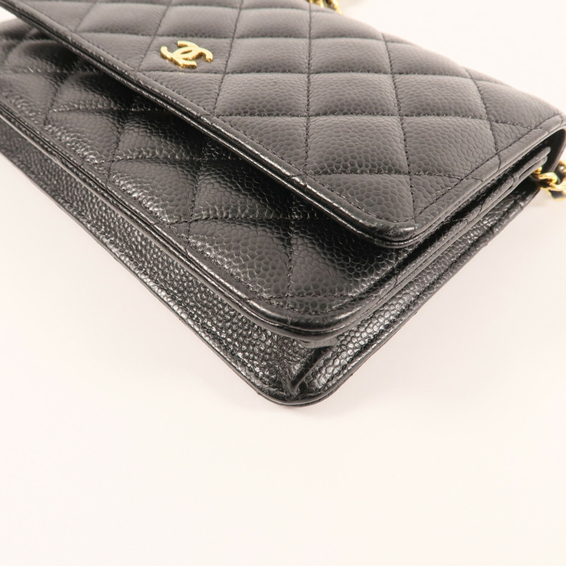 CHANEL 牛皮皮革Wallet On Chain金扣鏈帶肩背袋-5