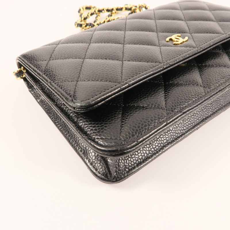 CHANEL 牛皮皮革Wallet On Chain金扣鏈帶肩背袋-6