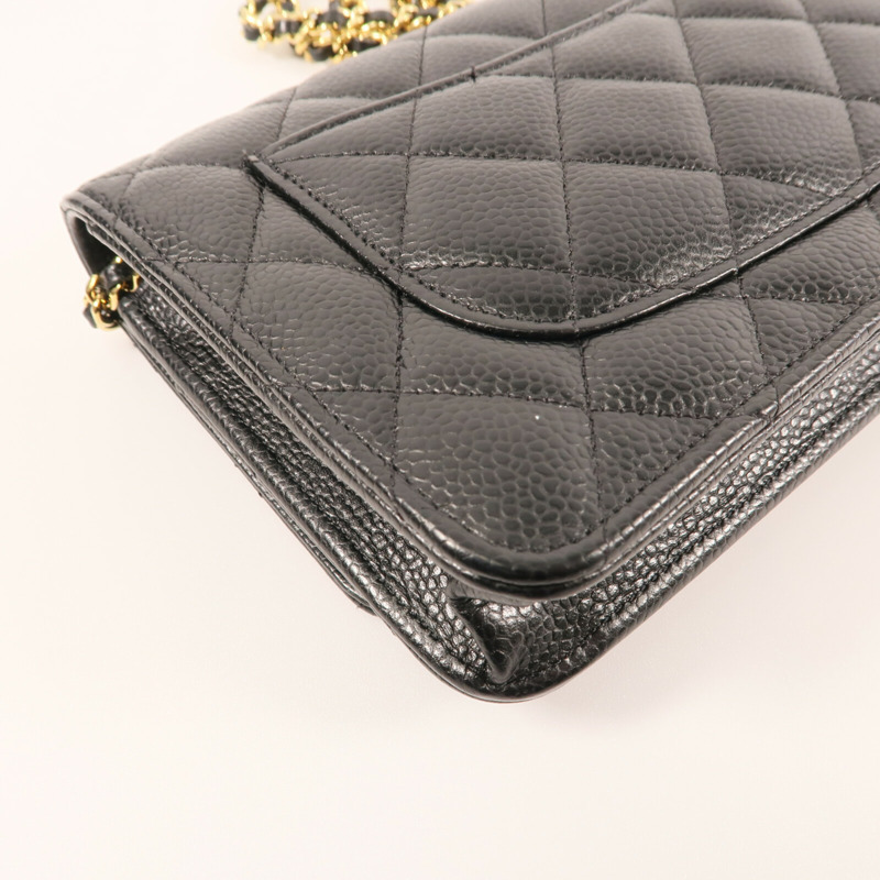 CHANEL 牛皮皮革Wallet On Chain金扣鏈帶肩背袋-8