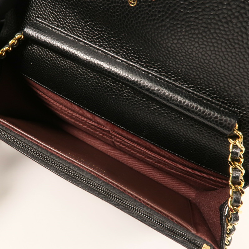 CHANEL 牛皮皮革Wallet On Chain金扣鏈帶肩背袋-11