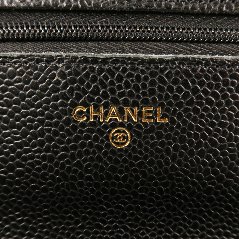 CHANEL 牛皮皮革Wallet On Chain金扣鏈帶肩背袋-12