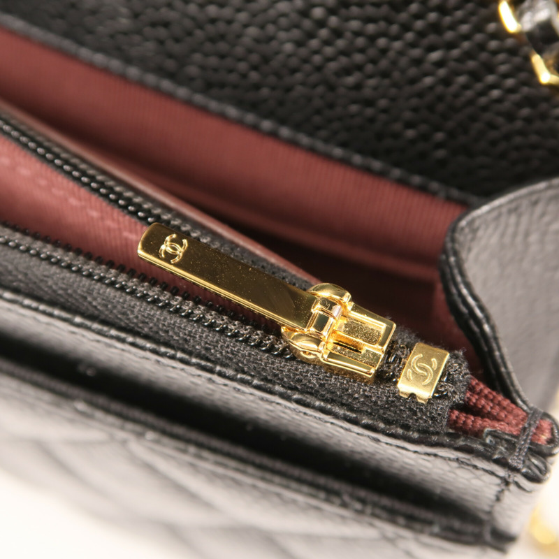 CHANEL 牛皮皮革Wallet On Chain金扣鏈帶肩背袋-14