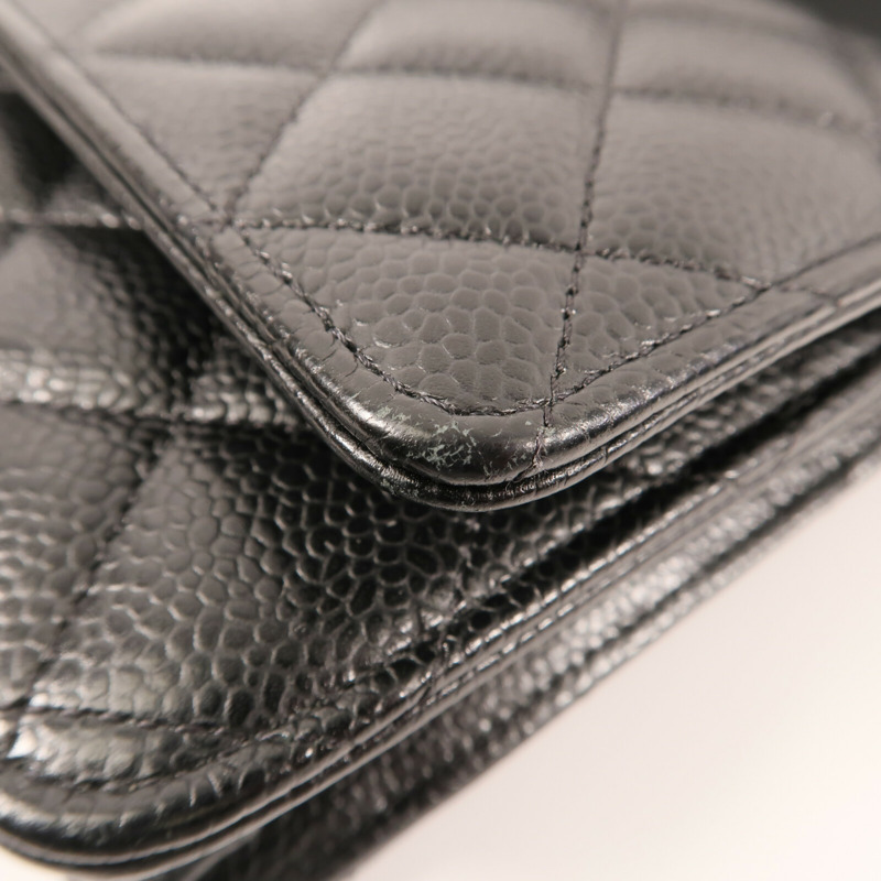 CHANEL 牛皮皮革Wallet On Chain金扣鏈帶肩背袋-15