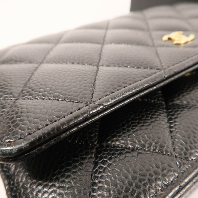 CHANEL 牛皮皮革Wallet On Chain金扣鏈帶肩背袋-16