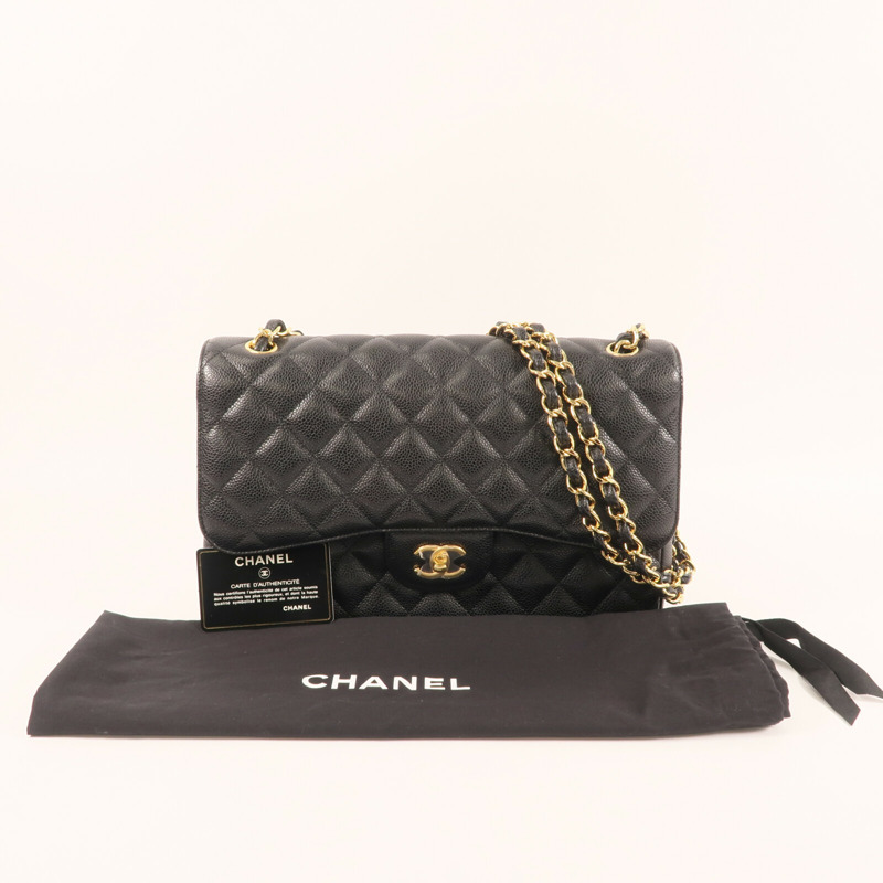 CHANEL 牛皮皮革Large Classic金扣鏈帶肩背袋-4