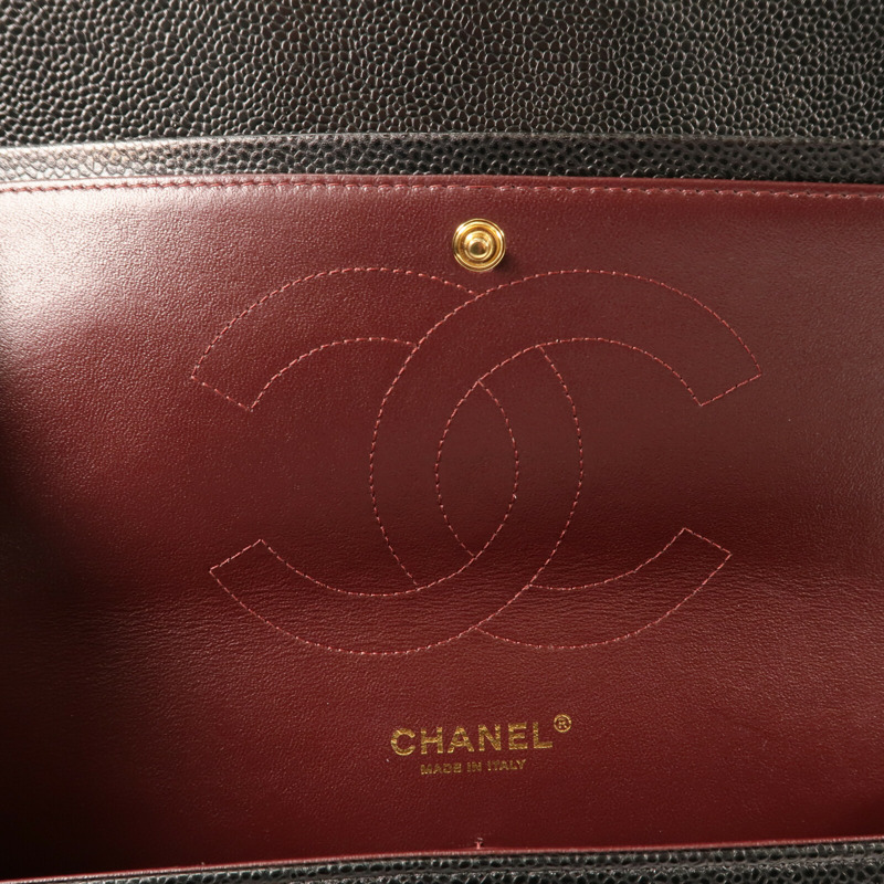 CHANEL 牛皮皮革Large Classic金扣鏈帶肩背袋-12