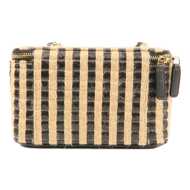 CHANEL Raffia Vanity Case金扣鏈帶肩背袋-1