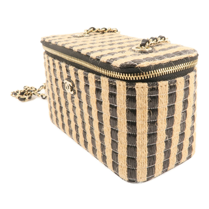 CHANEL Raffia Vanity Case金扣鏈帶肩背袋-2