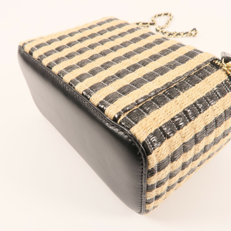 CHANEL Raffia Vanity Case金扣鏈帶肩背袋-7