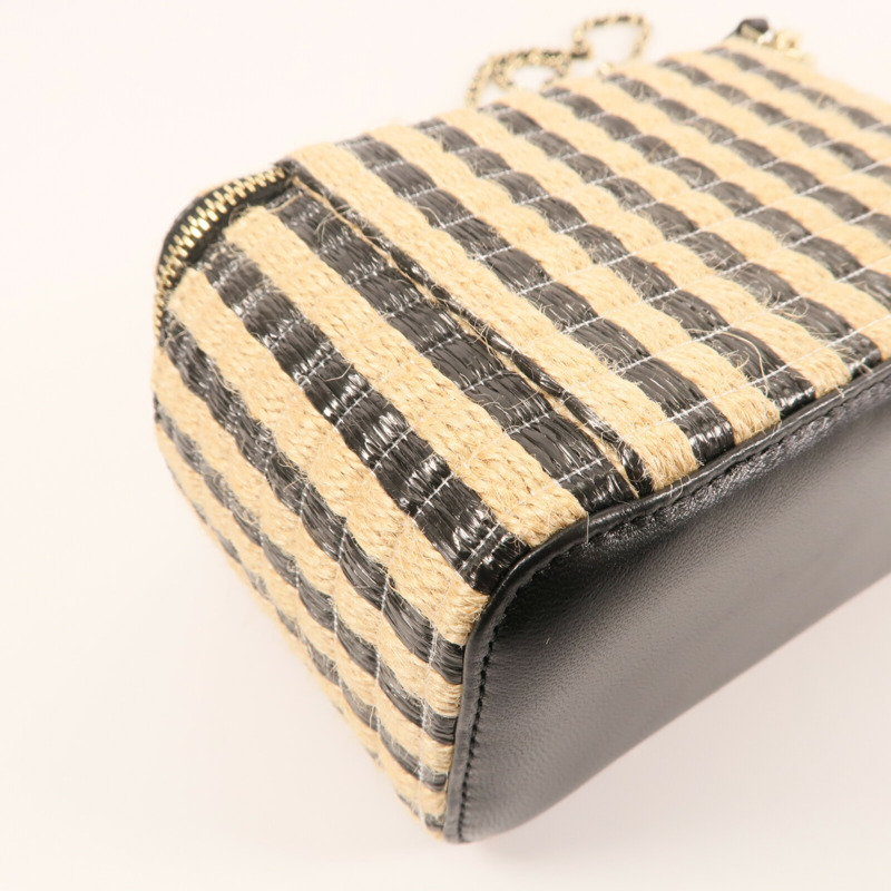 CHANEL Raffia Vanity Case金扣鏈帶肩背袋-8