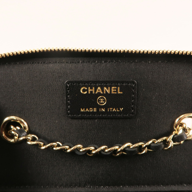 CHANEL Raffia Vanity Case金扣鏈帶肩背袋-12