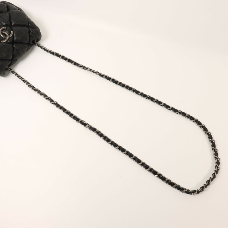 CHANEL 羊皮皮革Chain Shoulder銀扣鏈帶肩背袋-7