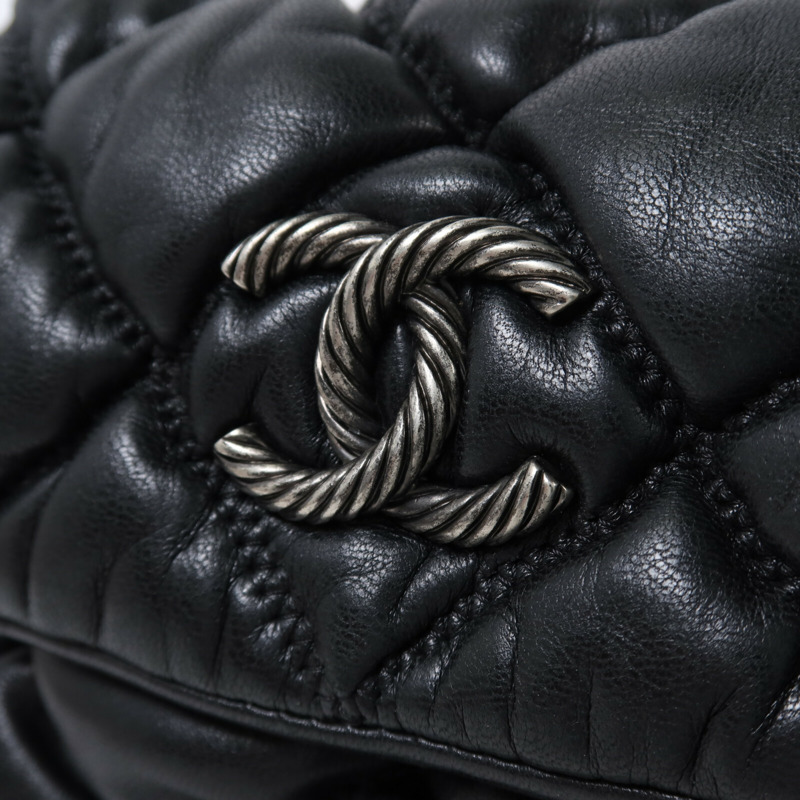 CHANEL 羊皮皮革Chain Shoulder銀扣鏈帶肩背袋-8