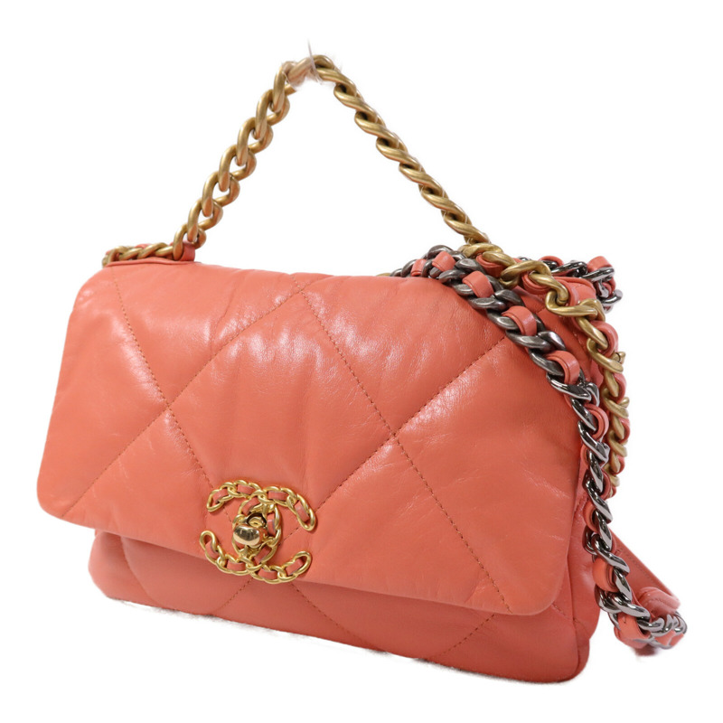 CHANEL 牛皮皮革C19 Small金扣手挽肩背兩用袋-2