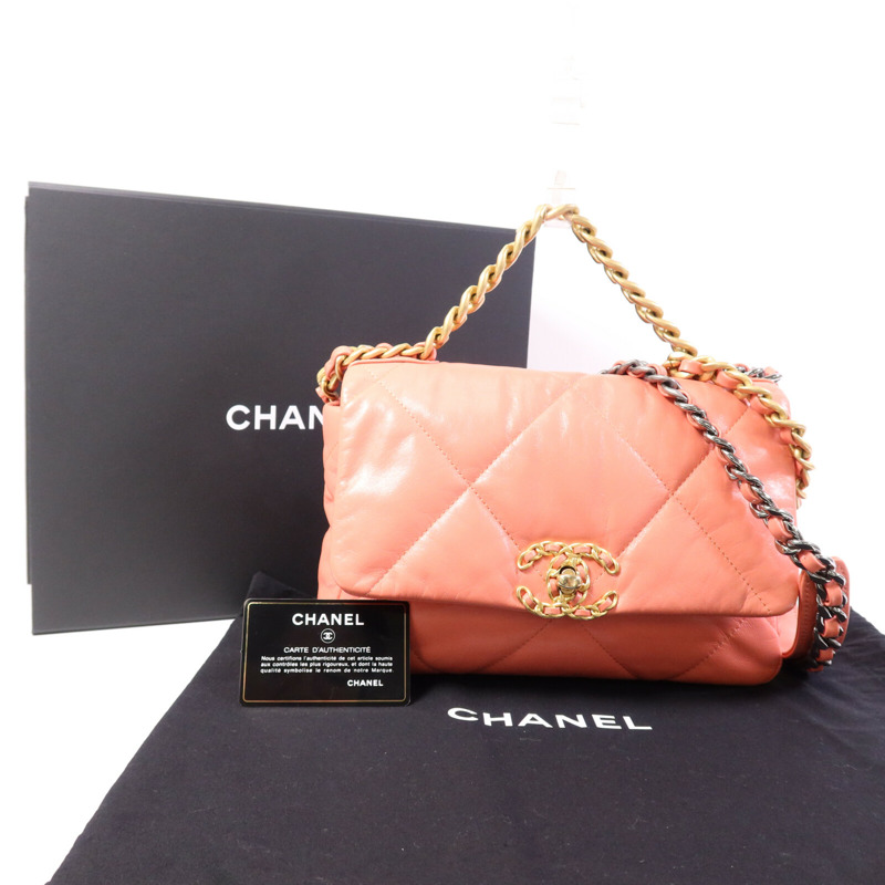 CHANEL 牛皮皮革C19 Small金扣手挽肩背兩用袋-9