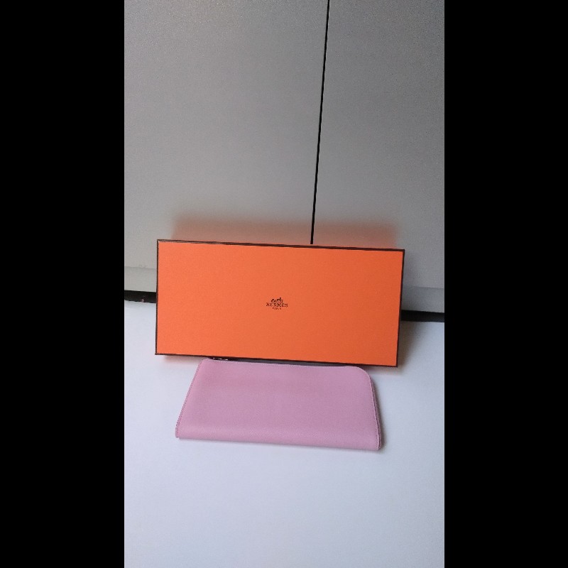 Hermes 粉皮L 拉鍊長夾-3