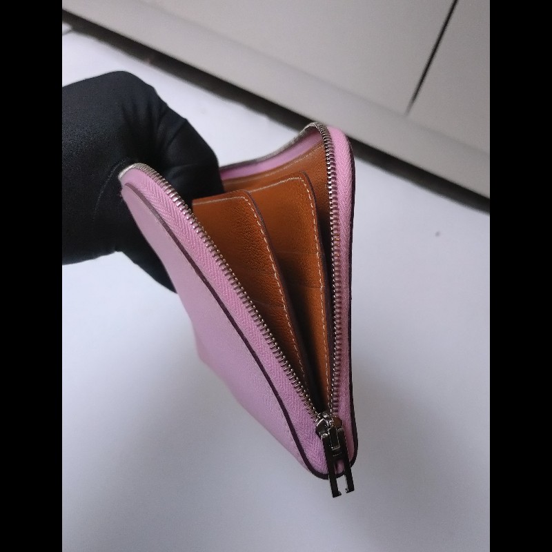 Hermes 粉皮L 拉鍊長夾-8