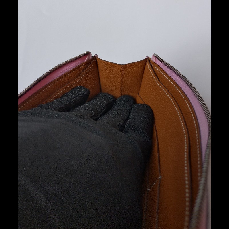 Hermes 粉皮L 拉鍊長夾-11