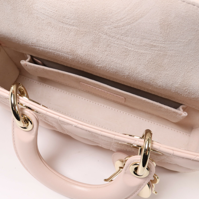 Dior 羊皮皮革Small Lady D-Joy Bag金扣鏈帶手挽肩背兩用袋-4