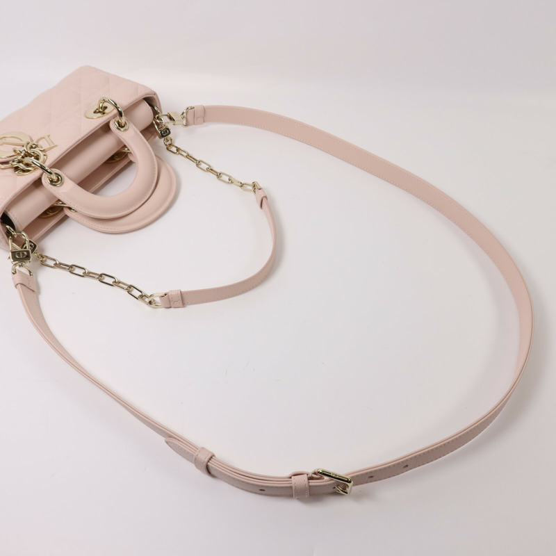 Dior 羊皮皮革Small Lady D-Joy Bag金扣鏈帶手挽肩背兩用袋-7