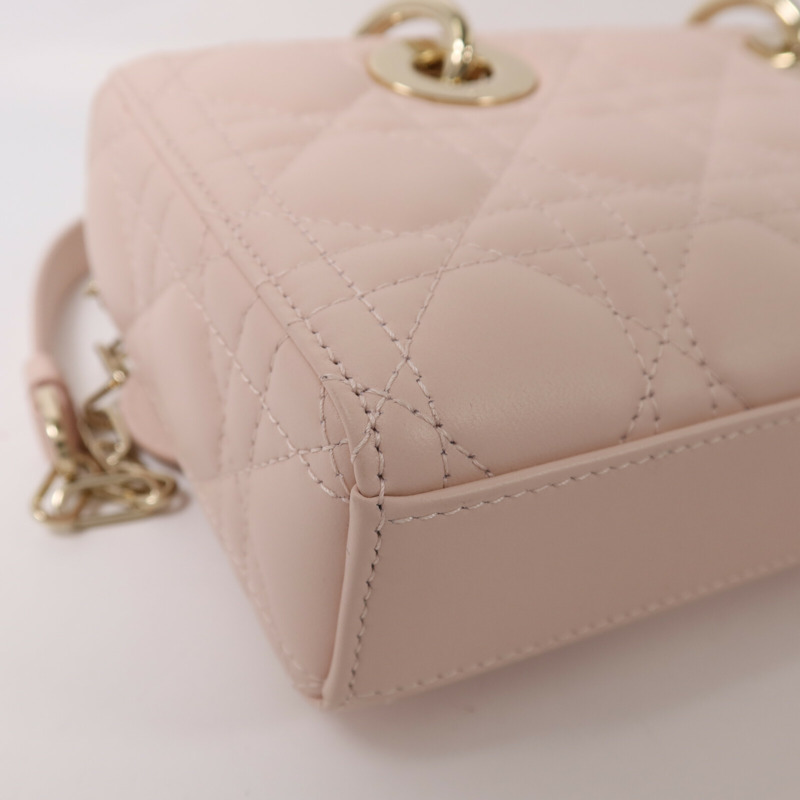 Dior 羊皮皮革Small Lady D-Joy Bag金扣鏈帶手挽肩背兩用袋-12
