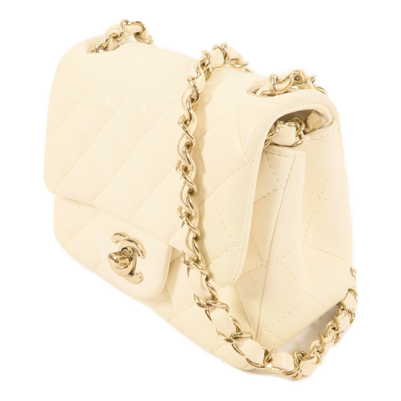 CHANEL 羊皮皮革Mini Flap金扣鏈帶肩背袋-2