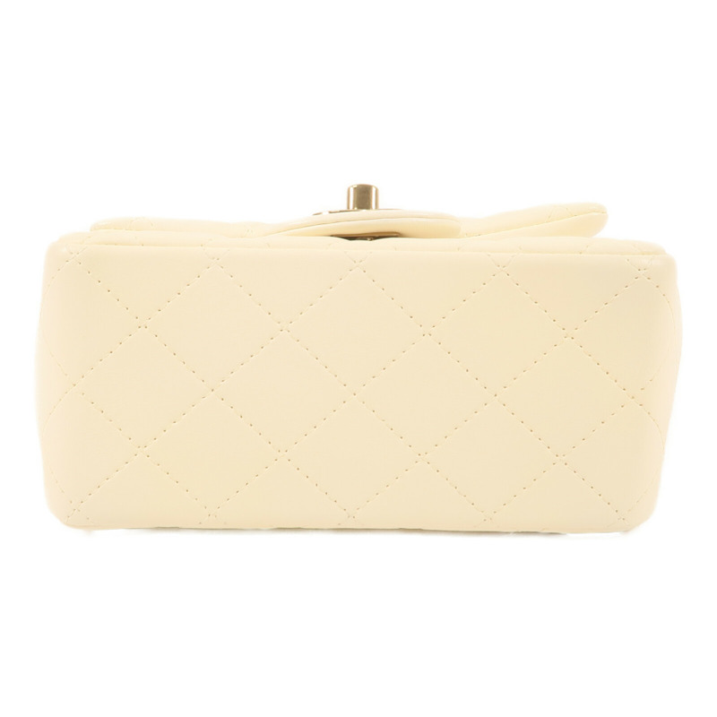 CHANEL 羊皮皮革Mini Flap金扣鏈帶肩背袋-3