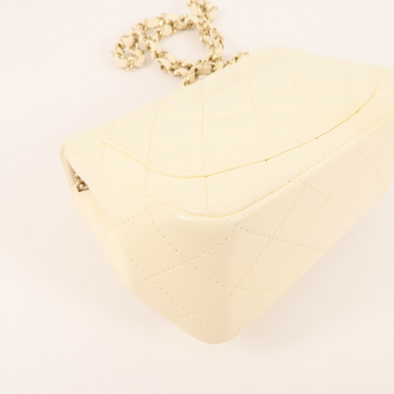 CHANEL 羊皮皮革Mini Flap金扣鏈帶肩背袋-7