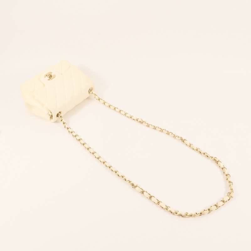 CHANEL 羊皮皮革Mini Flap金扣鏈帶肩背袋-8