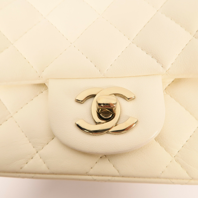 CHANEL 羊皮皮革Mini Flap金扣鏈帶肩背袋-9