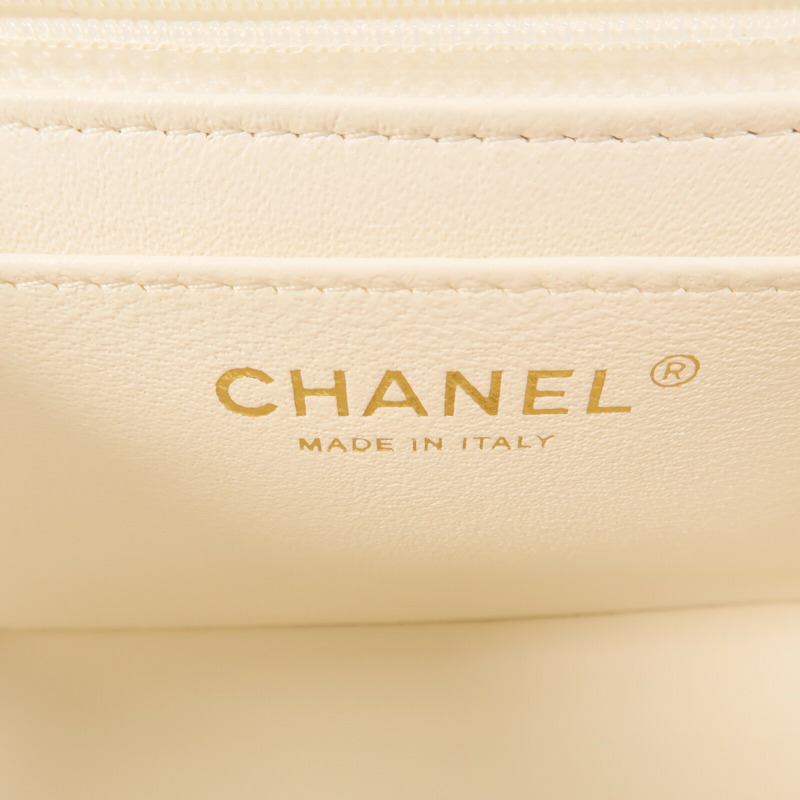 CHANEL 羊皮皮革Mini Flap金扣鏈帶肩背袋-11