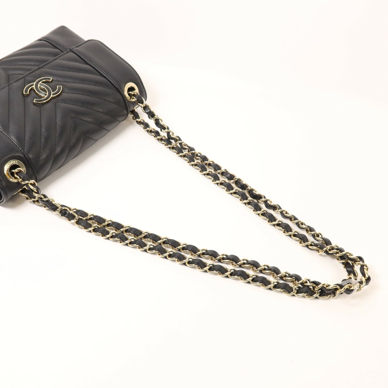 CHANEL 牛皮皮革Shoulder Bag金扣鏈帶肩背袋-7
