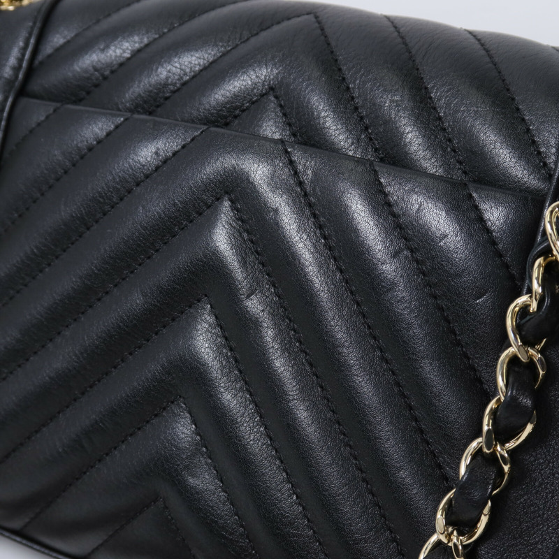 CHANEL 牛皮皮革Shoulder Bag金扣鏈帶肩背袋-16