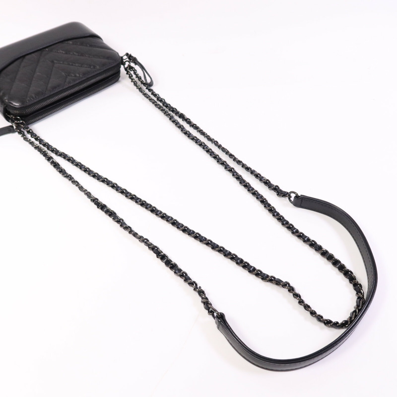 CHANEL 羊皮皮革Gabrielle Wallet On Chain鏈帶肩背袋-8