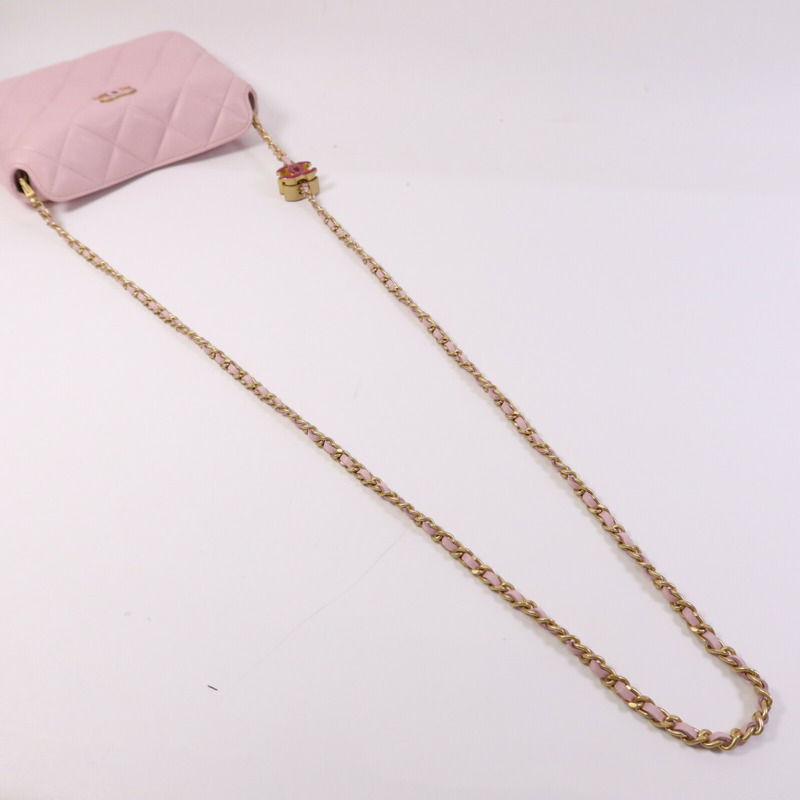 CHANEL 羊皮皮革Shoulder Bag金扣鏈帶肩背袋-9