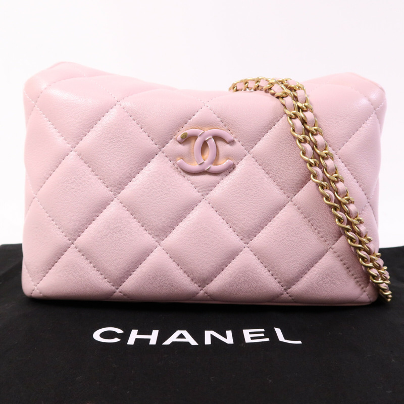 CHANEL 羊皮皮革Shoulder Bag金扣鏈帶肩背袋-10