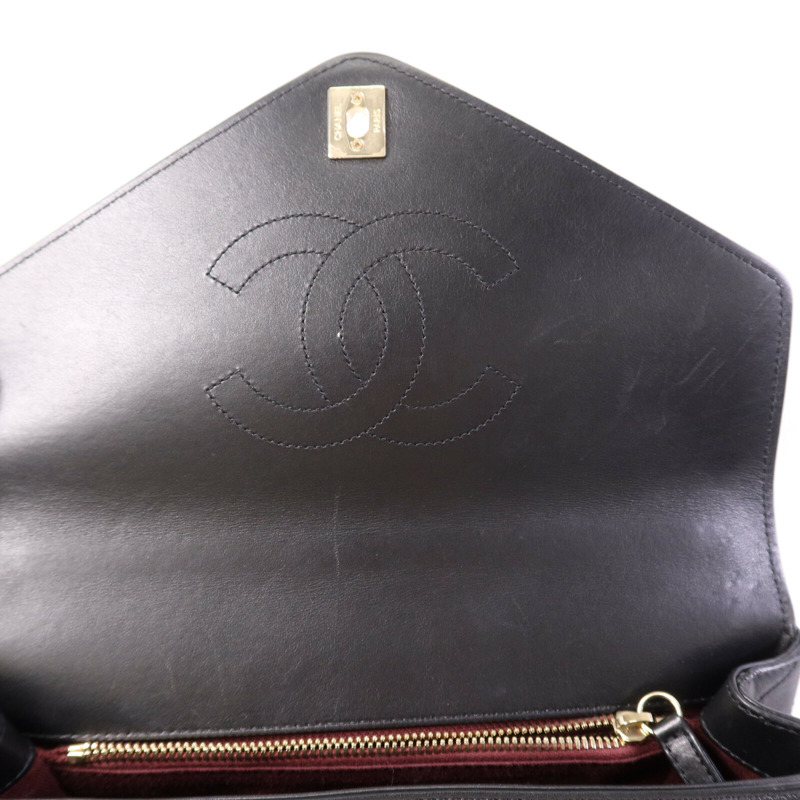 CHANEL 牛皮皮革Shoulder Bag金扣鏈帶手挽肩背兩用袋-14