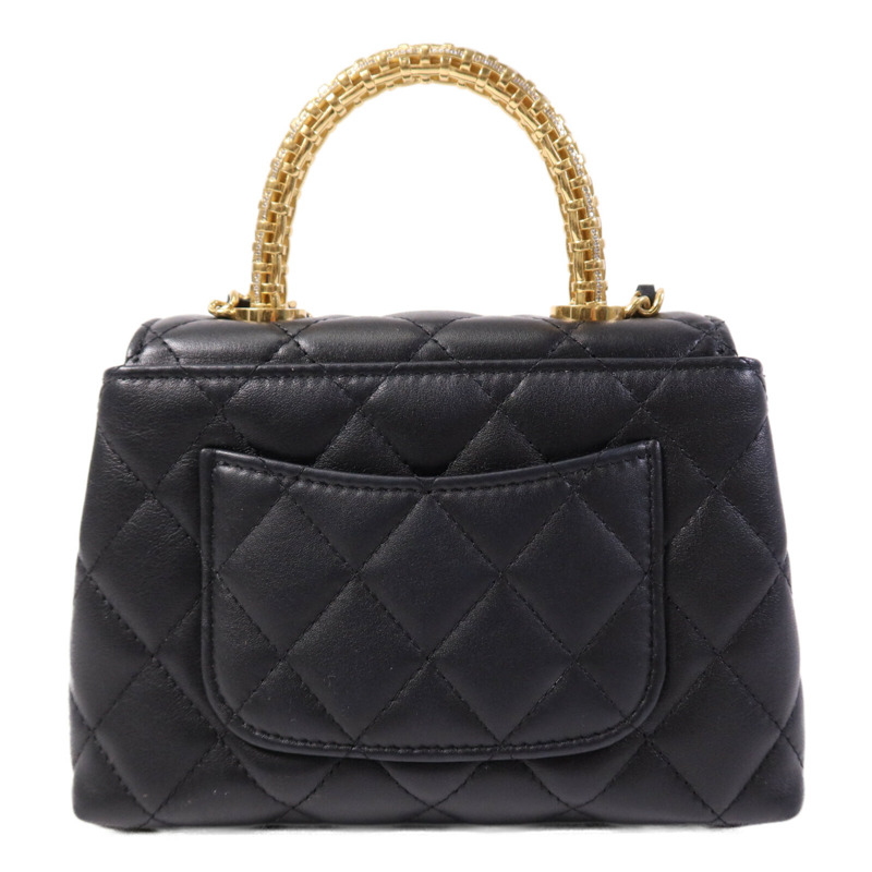 CHANEL 牛皮皮革Coco Handle Nano金扣鏈帶手挽肩背兩用袋-1