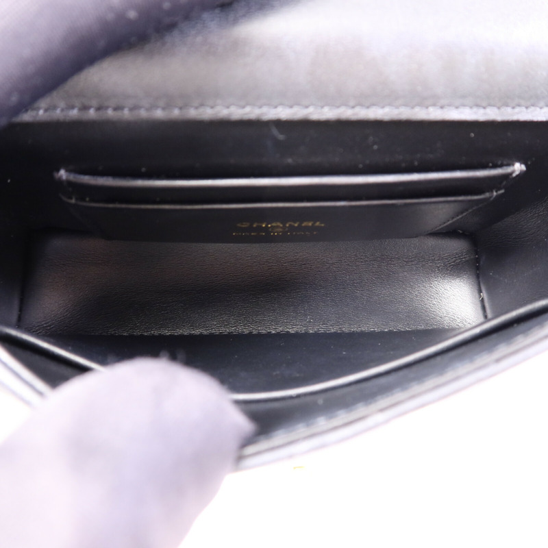 CHANEL 牛皮皮革Coco Handle Nano金扣鏈帶手挽肩背兩用袋-4