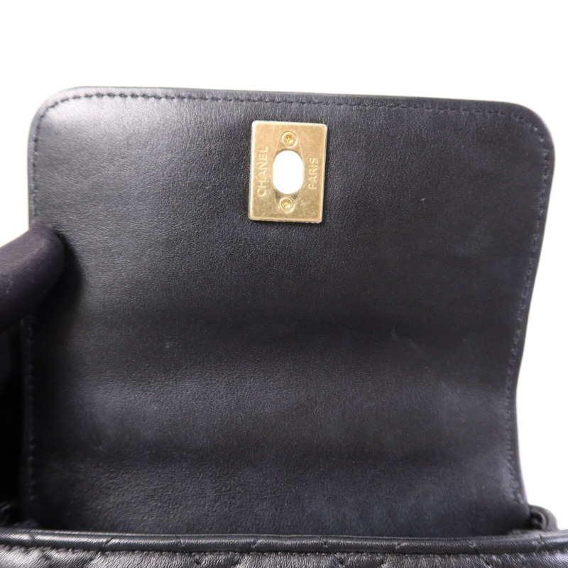 CHANEL 牛皮皮革Coco Handle Nano金扣鏈帶手挽肩背兩用袋-14