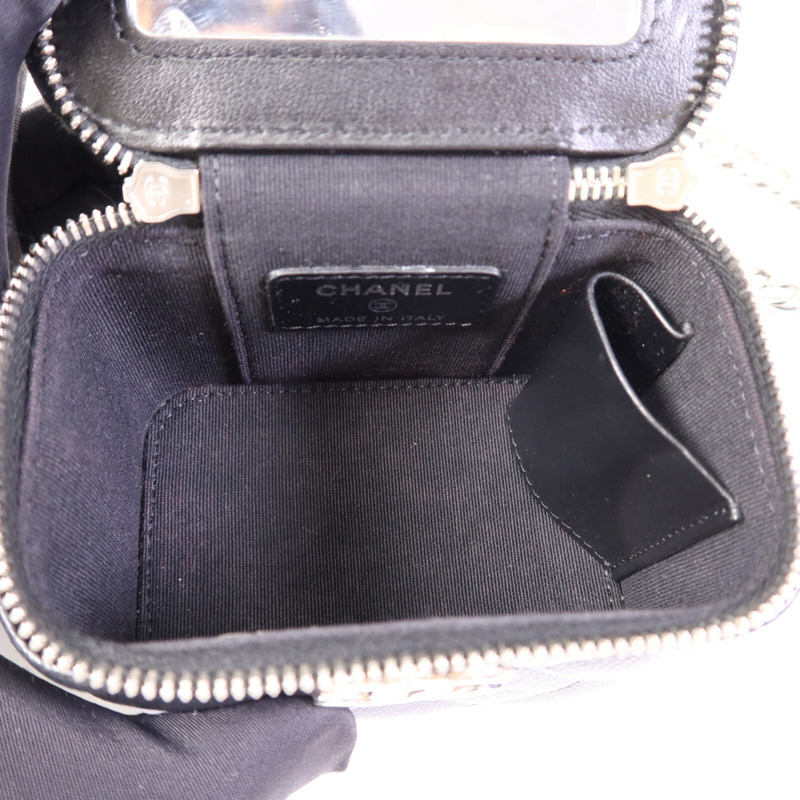 CHANEL 牛皮皮革Mini Vanity銀扣鏈帶肩背袋-4