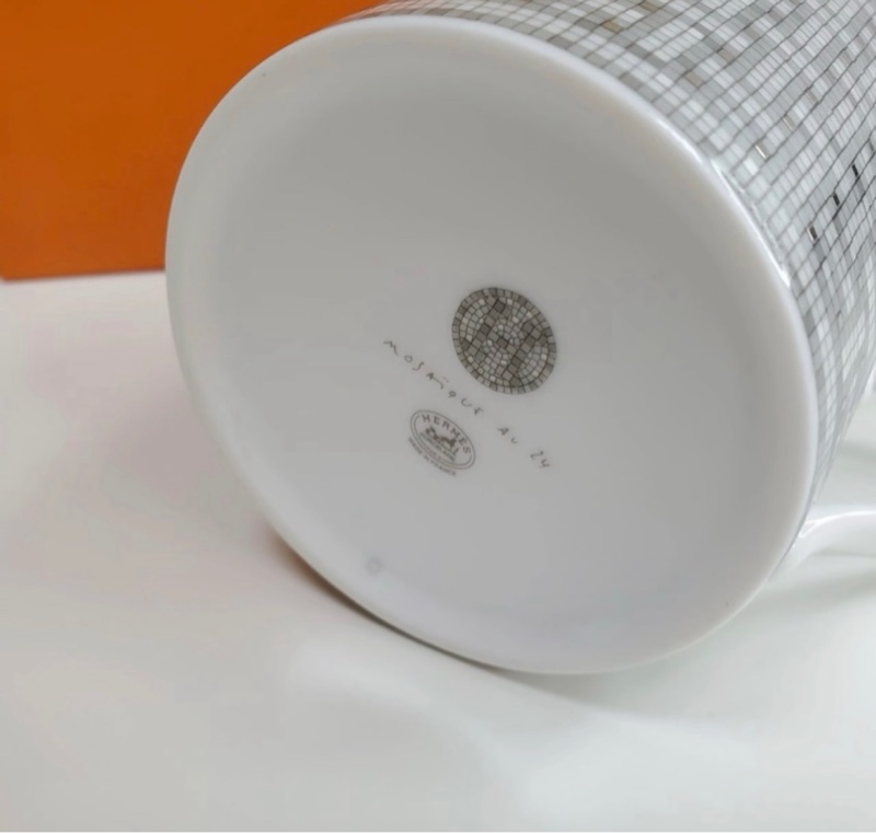 Hermès 銀色馬賽克水杯 咖啡杯 mug-2