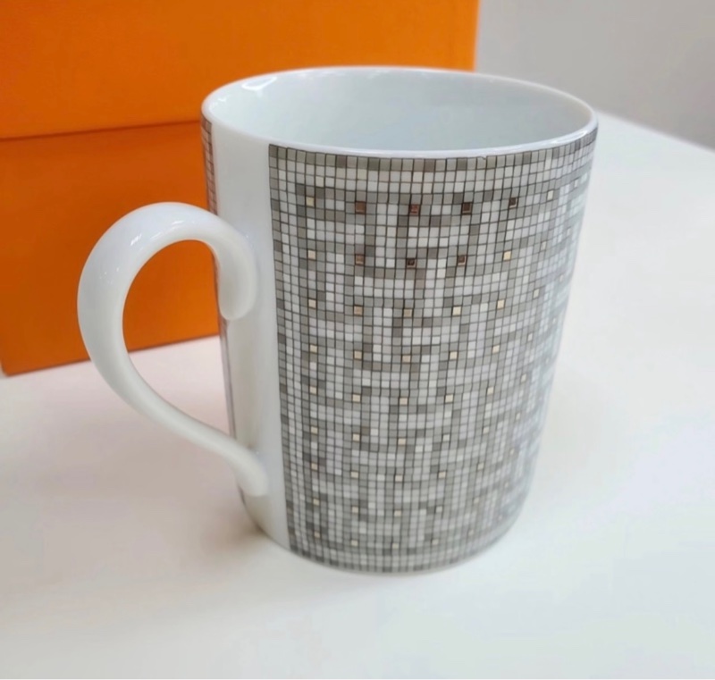 Hermès 銀色馬賽克水杯 咖啡杯 mug-3