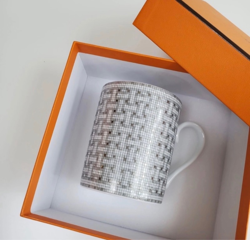 Hermès 銀色馬賽克水杯 咖啡杯 mug-4