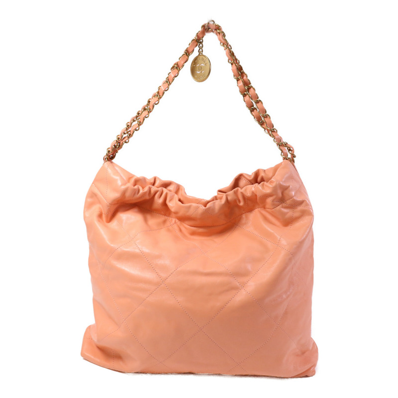 CHANEL 牛皮皮革22 Medium金扣鏈帶肩背袋-1