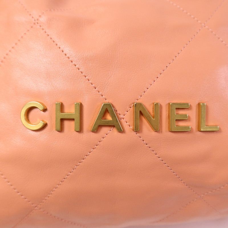 CHANEL 牛皮皮革22 Medium金扣鏈帶肩背袋-6